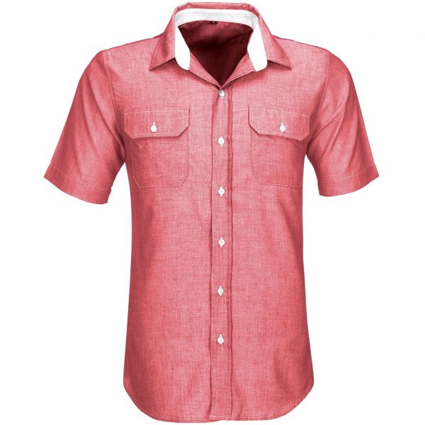 Mens Short Sleeve Windsor Shirt – Red Marked to clear NULL