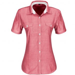 Ladies Short Sleeve Windsor Shirt – Red Marked to clear NULL