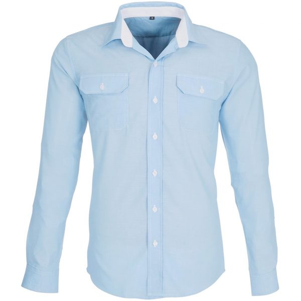 Mens Long Sleeve Windsor Shirt – Light Blue Marked to clear