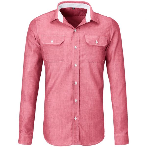 Mens Long Sleeve Windsor Shirt – Red Marked to clear NULL