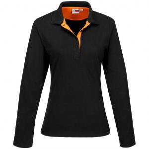 Ladies Long Sleeve Solo Golf Shirt – Orange Marked to clear NULL