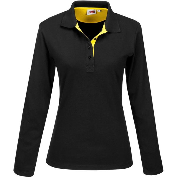 Ladies Long Sleeve Solo Golf Shirt – Yellow Marked to clear