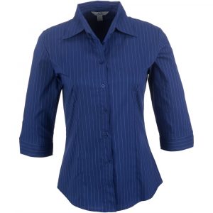 Ladies 3/4 Sleeve Manhattan Striped Shirt – Blue Marked to clear NULL