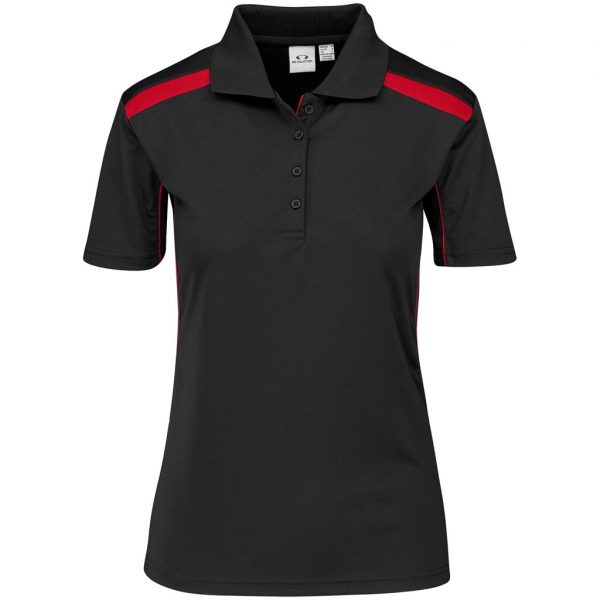 Ladies United Golf Shirt – Black Red Marked to clear