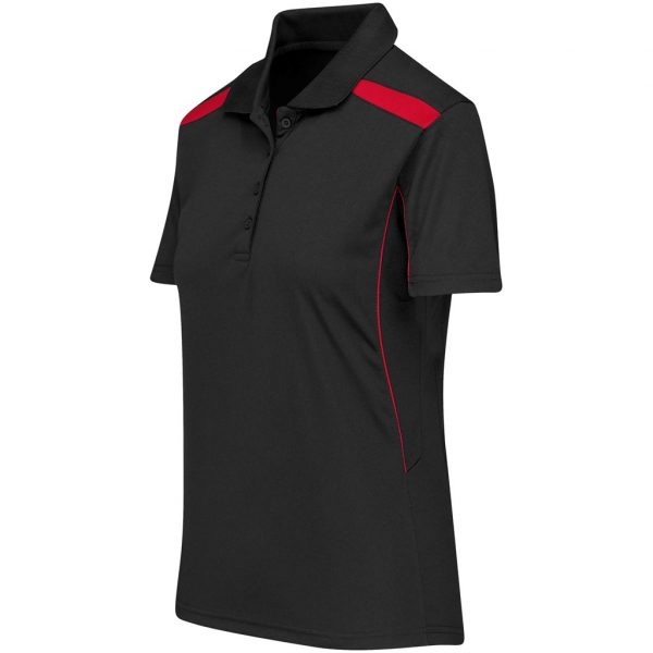 Ladies United Golf Shirt – Black Red Marked to clear