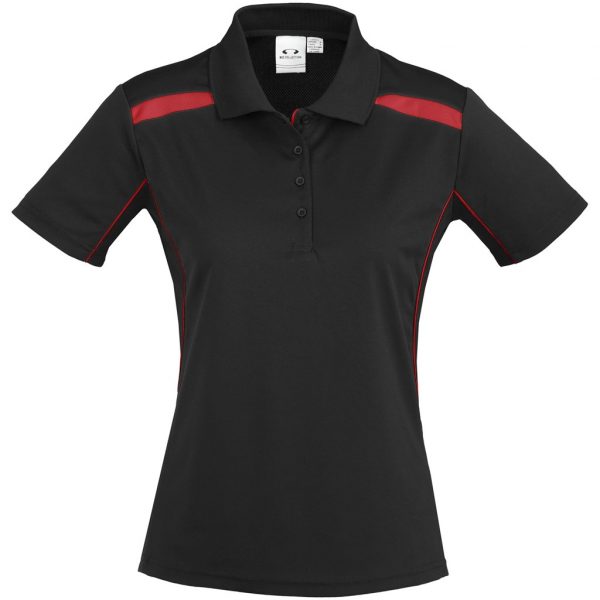 Ladies United Golf Shirt – Black Red Marked to clear