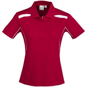 Ladies United Golf Shirt – Red Marked to clear