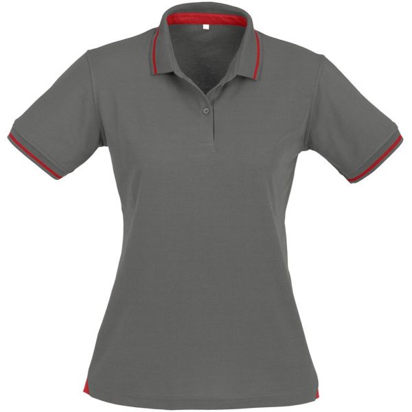 Ladies Jet Golf Shirt – Grey Red Marked to clear