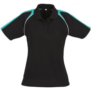 Ladies Triton Golf Shirt – Black Teal Marked to clear