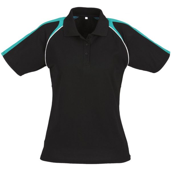 Ladies Triton Golf Shirt – Black Teal Marked to clear