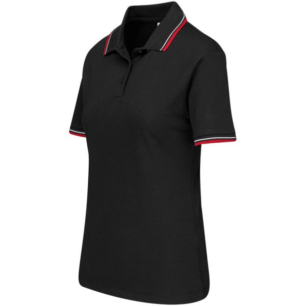 Ladies Cambridge Golf Shirt – Black Red Marked to clear