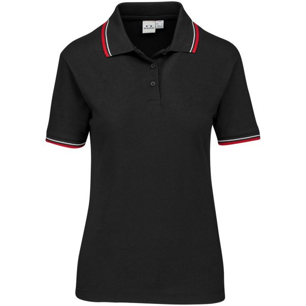 Ladies Cambridge Golf Shirt – Black Red Marked to clear