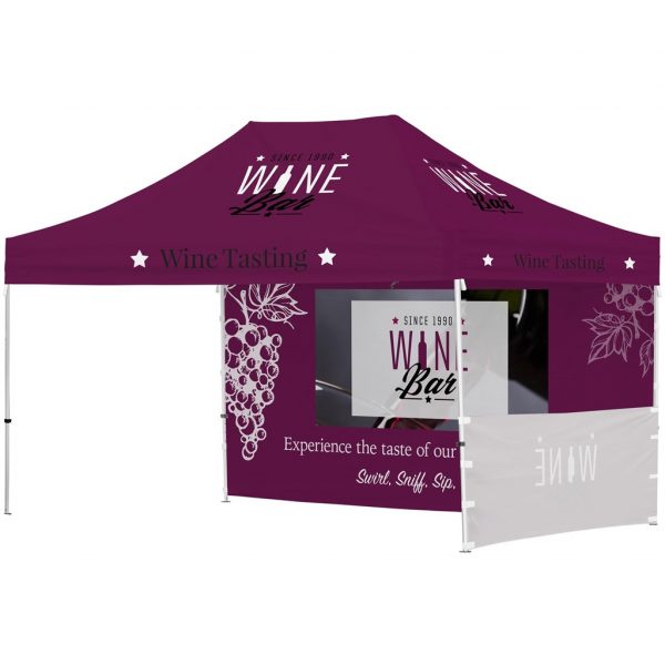 Ovation Sublimated Gazebo 4.5m X 3m – 1 Short Half-Wall Skin – 1 Long Full-Wall Skin Outdoor products DisplayPilot