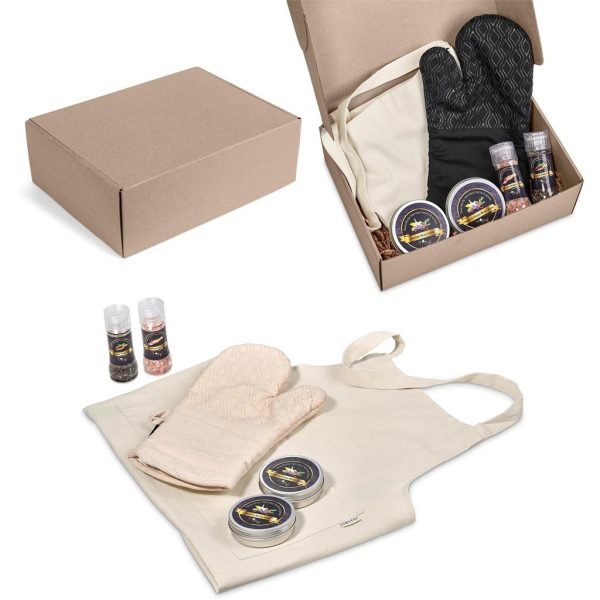 Pergamino Gourmet Gift Set Braai ideas apron braai spice and oven glove