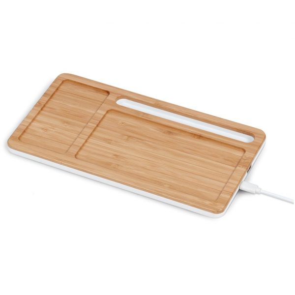 Okiyo Musen Bamboo Wireless Charger Desk Organiser Mobile technology desk organiser