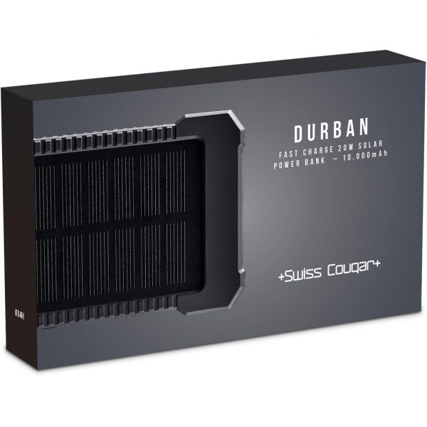 Swiss Cougar Durban Fast Charge 20W Solar Power Bank -10000mAh Mobile technology Power Bank