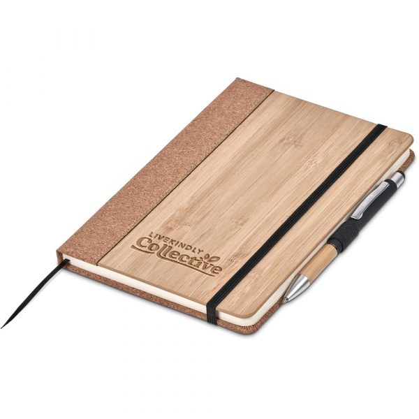 Okiyo Eri Bamboo & Cork Notebook & Pen Set A5 notebooks A5 hard cover