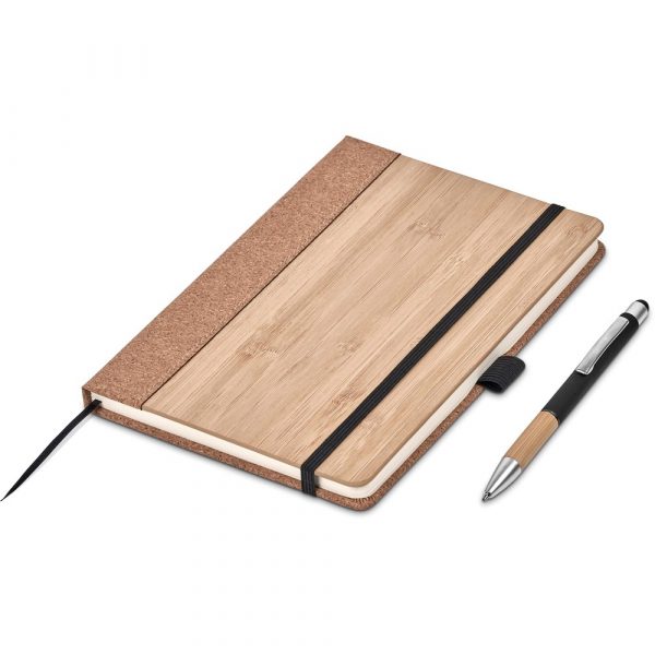 Okiyo Eri Bamboo & Cork Notebook & Pen Set A5 notebooks A5 hard cover