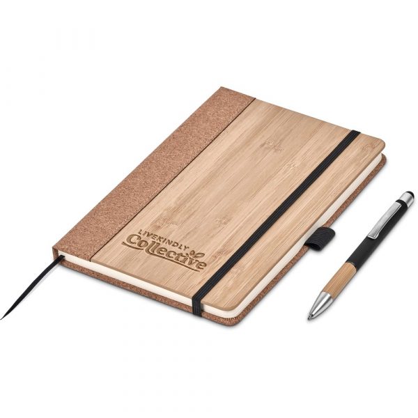 Okiyo Eri Bamboo & Cork Notebook & Pen Set A5 notebooks A5 hard cover