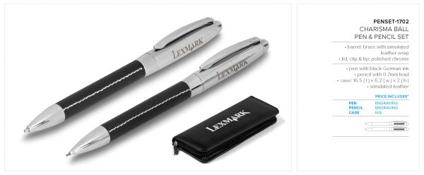 Charisma Ball Pen & Pencil Set – Black Corporate gifts Pen & Pencil Set