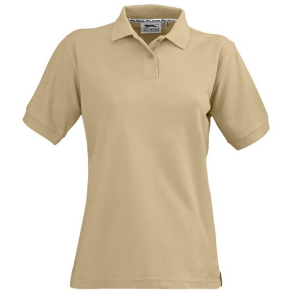 Ladies Crest Golf Shirt – Khaki Marked to clear Crest Ladies Golf Shirt