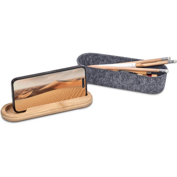 Okiyo Byoga Recycled PET Felt & Bamboo Stationery Case Stationery bamboo pencil case