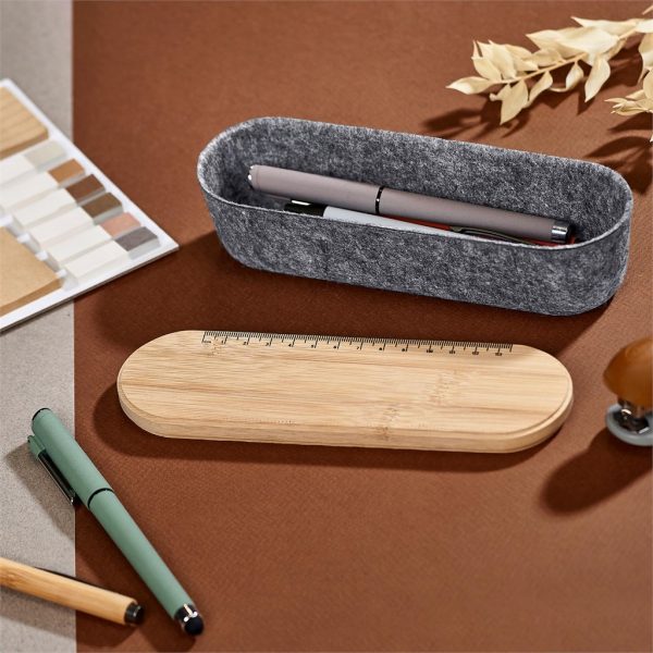 Okiyo Byoga Recycled PET Felt & Bamboo Stationery Case Stationery bamboo pencil case