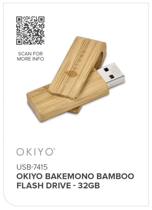 Okiyo Bakemono Bamboo Flash Drive – 32GB Eco-friendly memory sticks USB